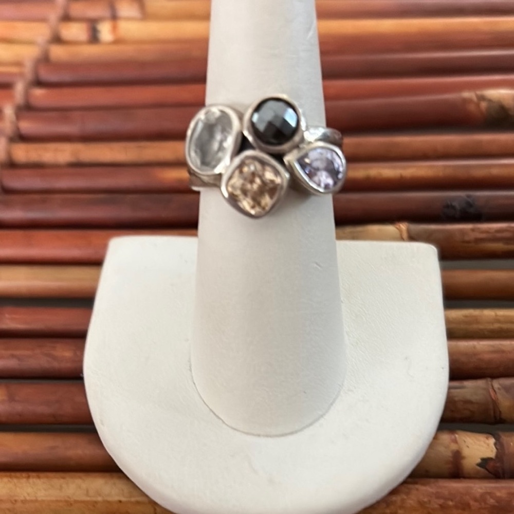 Silpada Silver Ring with Multi-Color Stones - Picture 3 of 5